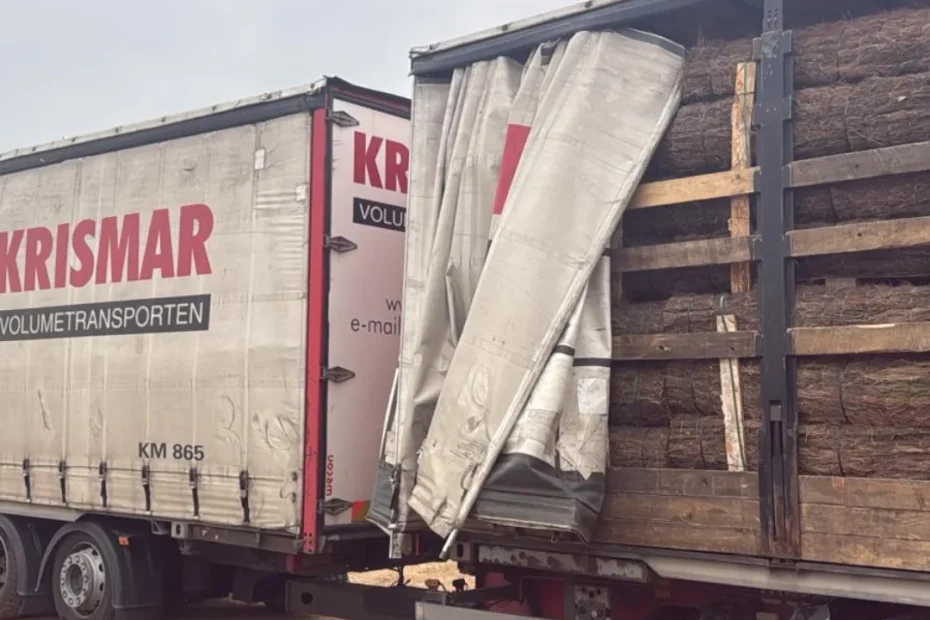 Trailer Mega con remolque, palets de seto artificial nacional y brezo natural